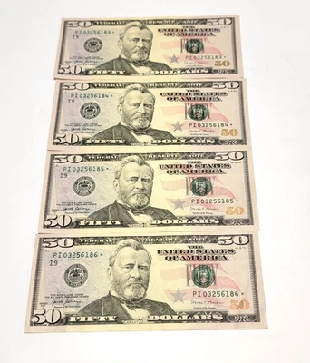 4 Sequential 2017A $50 Federal Reserve "Star" Note PI03256183- Thru- PI03256186 - Image 1 of 4
