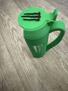 Monster Energy | Can / Cup holder With Snap On Lid! In Green - Picture 1 of 4