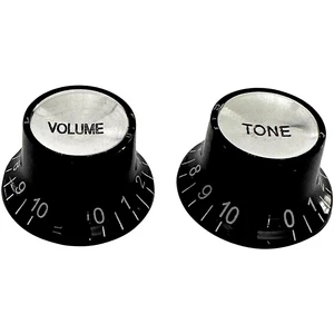 AxLabs Top Hat Knobs - Volume and Tone with White Lettering Black - Picture 1 of 1
