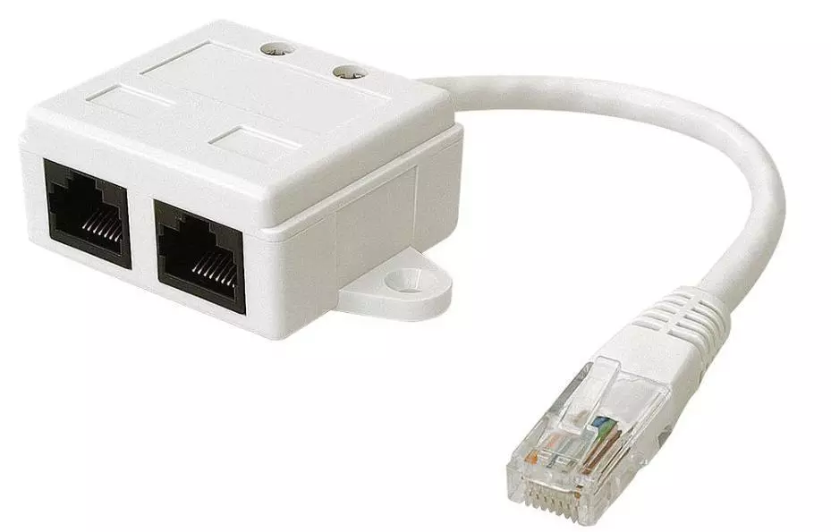 Cat5e Data/Data Ethernet Cable Economiser, RJ45 Male to 2x RJ45 Female - KAUDEN - Image 1 of 1