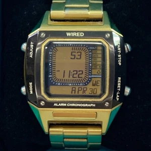 OMEGA 625 WIRED×BEAMS Digital Gold Band Quartz Men's Wristwatch Watch Used Japan - Picture 1 of 10