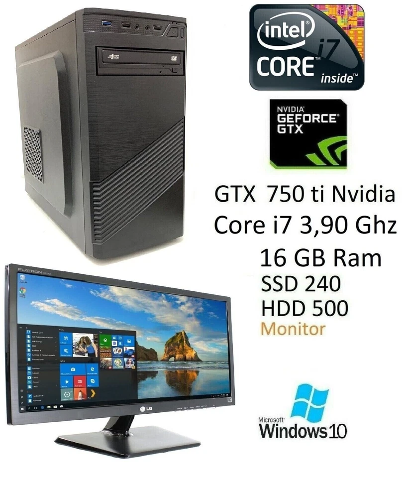 OFFERTA Speciale POSTAZIONE COMPLETA PC GAMING i7 16GbRam GTX Ssd Hdd MONITOR22' - Immagine 1 di 1