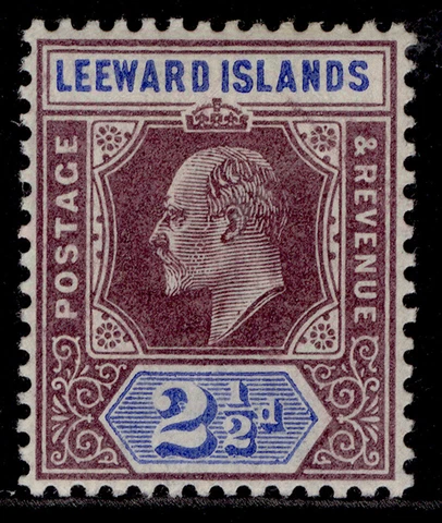LEEWARD ISLANDS EDVII SG23, 2½d dull purple & ultramarine, M MINT Cover