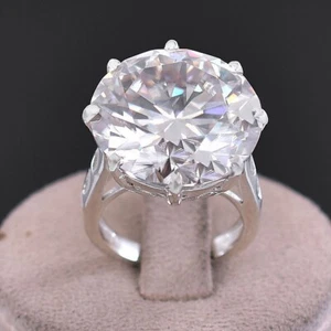 HUGE Certified 39.90 Ct White Diamond Solitaire Cocktail Ring-FREE Diamond studs - Picture 1 of 12