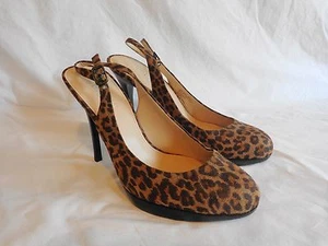Colin Stuart Strappy Pumps Size 9 M Brown Leopard Animal Print 5" Heels - Picture 1 of 10