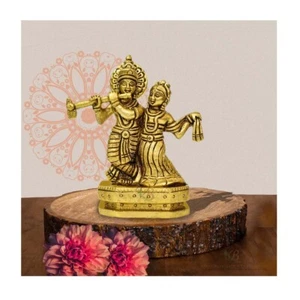 Radha Krishna in Leela Pose Messing Idol; Höhe- 11,5 cm - Bild 1 von 4