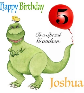 Personalised Dinosaur Birthday Card -Any Age Grandson, Granddaughter, Brother... - Picture 1 of 1