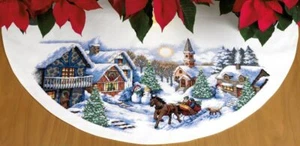 Kit de punto de cruz ~ Falda de árbol de Navidad Dimensions Sleigh Ride #70-08830 - Imagen 1 de 4