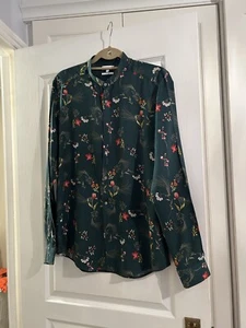 Reiss Size M Slim Fit Green Floral Shirt - Picture 1 of 4