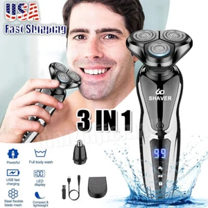 New Digital Electric Shaver Wet/Dry Razor Men Rotary Beard Trimmer Shaving USB - Picture 1 of 10