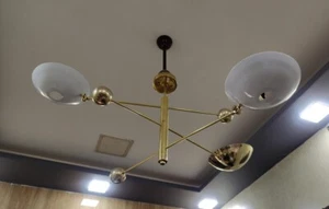 3 lampade a sospensione | Mid Century moderno antico ottone Sputnik lampadario lampadario - Foto 1 di 9