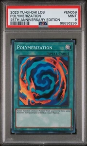 Yu-Gi-Oh! PSA 9 Polymerization LOB-EN059 Legend of Blue Eyes White Dragon 25th - Imagen 1 de 2