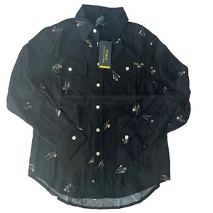 NEW Polo Ralph Lauren Flannel Shirt Youth Medium 10-12 Polo Bear Ski Christmas - Picture 1 of 9