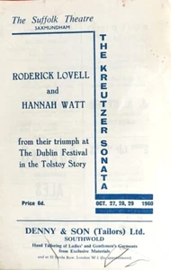 Suffolk Theater Saxmundham Die Kreutzer Sonate 1960 Roderick Lovell Hannah Watt - Bild 1 von 6