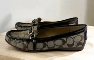 Coach Flynn Signature "C" Logo Loafer Shoes Khaki Chestnut Women's 10B Size 10 - Picture 1 of 13