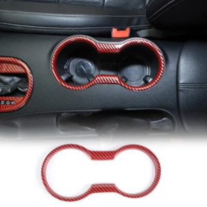 Cubierta portavasos marco embellecedor para Ford Mustang 15+, embellecedor interior, fibra de carbono roja - Imagen 1 de 6