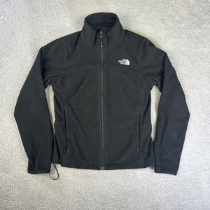North Face Fleece Jacket Womens Small Black Windwall Full Zip Half Dome Gorpcore - Picture 1 of 7