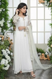 Pakistani/Indian Chiffon Long Wedding Party Wear Dress - Picture 1 of 8