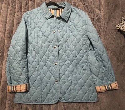 CHAQUETA ACOLCHADA BURBERRY DIAMOND Mujer Pequeña Constance Turquesa Nova Check Forrada Foto 1 de 4