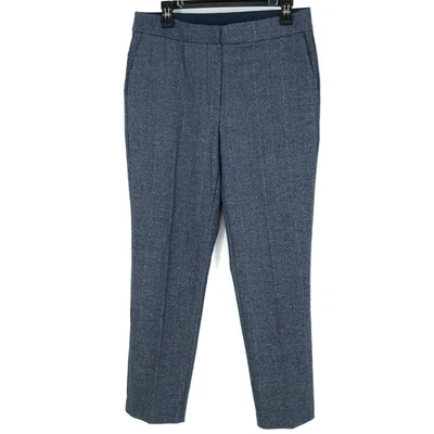 Pantalones de vestir Joie para mujer 6 azules grises a cuadros frente plano pierna recta bolsillo elástico Foto 1 de 4
