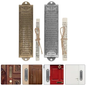 2 Sets Metal Blessing Mezuzah Front Door Mezuzah Religious Gatepost Mezuzah - Picture 1 of 12