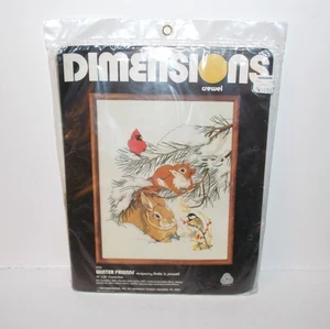 NEW Dimensions Needlepoint Winter Friends Crewel Kit 1175 Vintage 1980s 16x20 - Picture 1 of 8