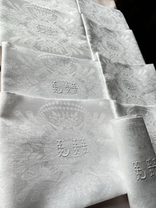 9 große alte Servietten aus Leinengarn, Damast Laufjagd LH 1860 - Bild 1 von 10