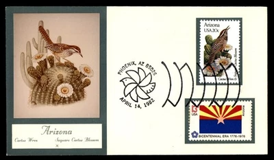 Mayfairstamps US FDC 1982 Arizona State Bird and Flower First Day Cover aau_7796 - Image 1 of 2