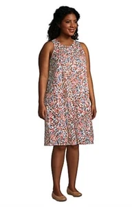 Nuevo VESTIDO Lands End 2x LINO Columpio Multi Tinte Hojas Sin Mangas 20 22 Mujeres 20w - Imagen 1 de 5