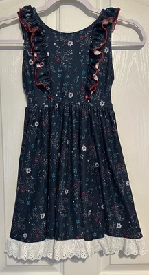 Cheeky Plum Floral Dress EUC Pockets Lace Trim Girls Size 7 - Image 1 of 2