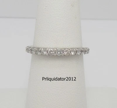 1/2CT Natural Diamond Shared Prong Anniversary Wedding Band Ring 10K White Gold - Image 1 of 4