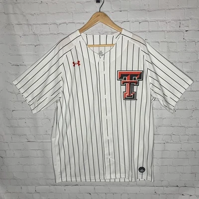 Sz L Under Armour Texas Tech Red Raiders White Baseball Jersey NWOT - Image 1 of 4