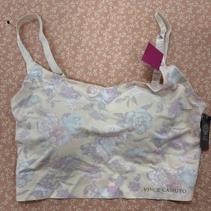 Sujetador de salón VINCE CAMUTO CORTE LÁSER Bralette Talla Pequeña Floral Rubor Rosa - Imagen 1 de 8