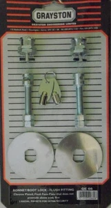 Grayston Pack Of 2 Chrome Plated Flush Fitting Plate Bonnet Boot Lock Pins Pair - Picture 1 of 1