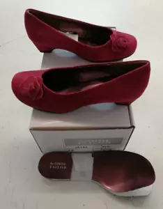 THE SHOE TAILOR LADIES RED SUEDE LEATHER SHOES SIZE 4E WIDE FIT (ref 2000) - Picture 1 of 3