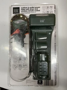 EASY HOME ACCESSORIES OUTDOOR 6-OUTLET POWER STAKE W/ TIMER & WIRELESS REMOTE - Picture 1 of 2