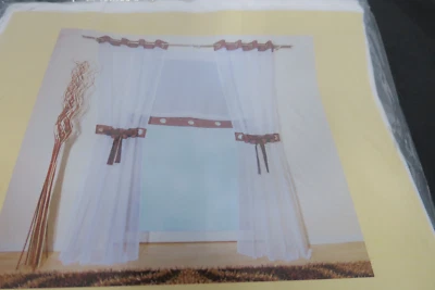 2er Pack Schlaufenschal mit Ösen - Gardinen - Weiß mit Braun  140 x 245 cm - Bild 1 von 4