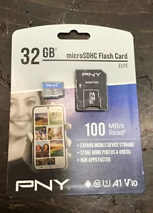 PNY Elite Class 10 U1 microSDHC Flash Memory Card 100mb/s Read- 32GB - Picture 1 of 2