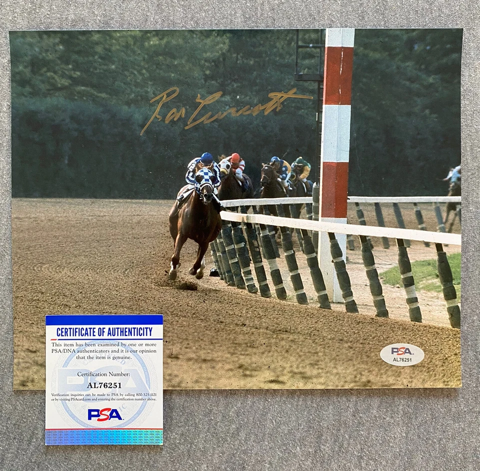 RON TURCOTTE SIGNED 8x10 PHOTO- SECRETARIAT WINS 1973 BELMONT STAKES PSA AL76251 - Image 1 of 1
