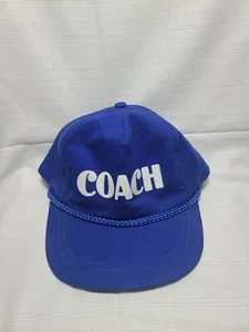 Coach Madhatter Mütze blau Kappe Vintage Riemen verstellbar mit Goldverschluss - Bild 1 von 5