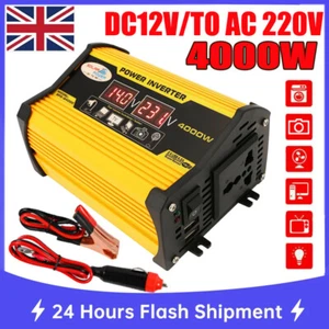 4000W Peak Power Inverter DC 12V to AC 220V 240V Car Converter 2 USB 1 Socket - Picture 1 of 12