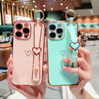 Love Heart Wrist Strap Case For iPhone 15 14 Pro Max 13 12 11 XR 8 Phone Cover