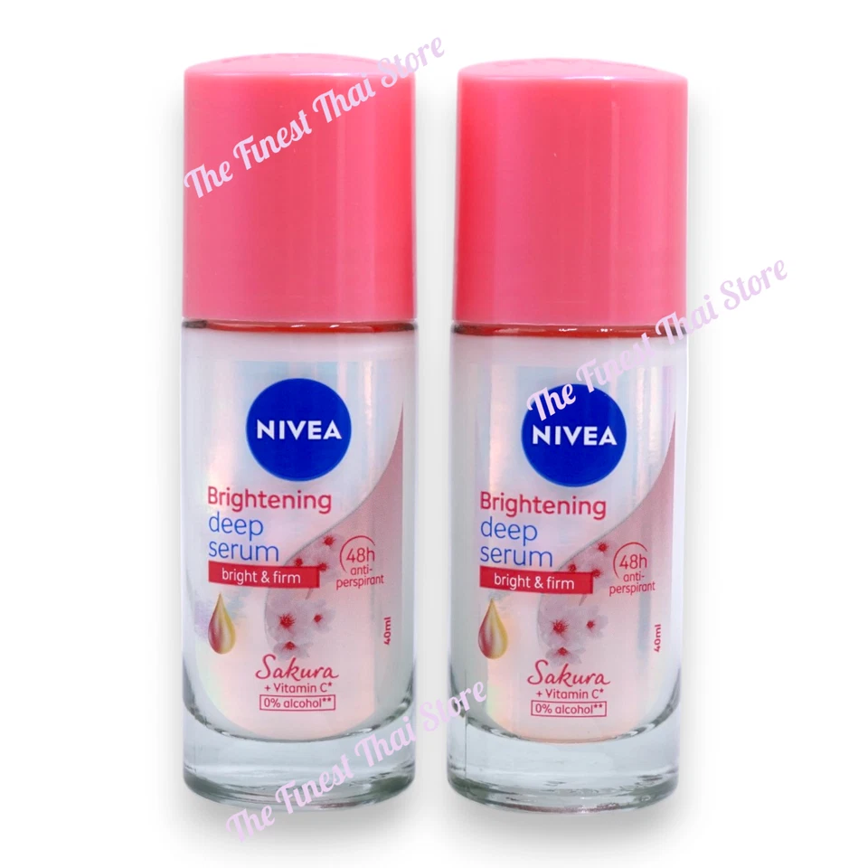 Nivea Brightening Deep Serum Sakura + Vitamina C Roll On: paquete de 2 piezas de 40 ml Foto 1 de 1