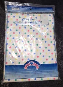 Manta de recepción vintage de franela de lunares Baby King - Imagen 1 de 5