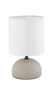 Lámpara de Mesa Dormitorio Cerámica Tela 23CM Cappuccino Blanco Noche Luz - Imagen 1 de 2