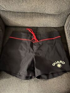 TYR Female Lifeguard Guard Board Short - Blue/Red/White Embroidered Sz Medium