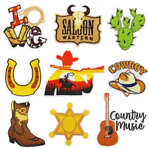 9Pcs Western Style Patches for Cowboy Cowgirl Embroidered Iron On/Sew On Patches - Picture 1 of 6