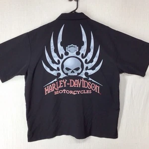 Harley Davidson Men’s XL   Camp Shirt Tribal Skulls Polyester - Picture 1 of 7