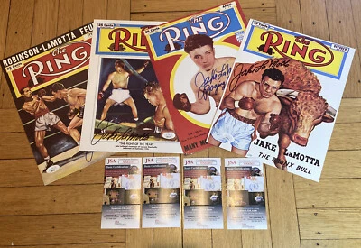 4 X Foto autógrafa firmada por Jake LaMotta 8x10 The Ring Raging Bull certificado de autenticidad JSA SP Foto 1 de 4