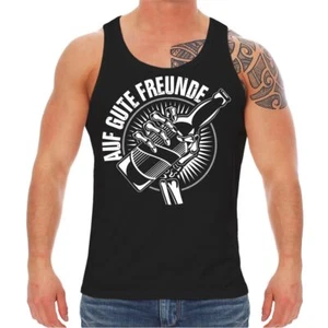 Camisa muscular sin mangas para hombre en buenos amigos hasta la muerte cerveza de la vieja escuela esqueleto - Imagen 1 de 2